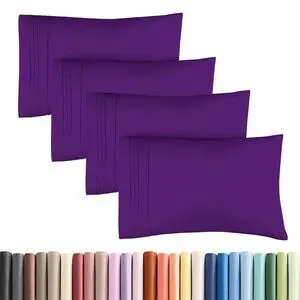Standard Pillow Cases Set of 4 - Ultra Soft Hotel Quality Pillowcase Covers - Comfy Cozy Bedding for Women, Men, Kids & Teens - Machine Washable Pillow Protectors - 4 Piece Set - Standard Size Purple Standard Pillow Cases Set of 4 - Ultra Soft Hotel Quality Pillowcase Covers - Comfy Cozy Bedding for Women, Men, Kids & Teens - Machine Washable Pillow Protectors - 4 Piece Set - Standard Size Purple