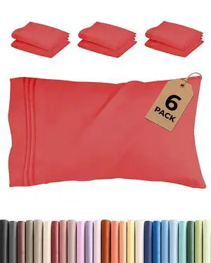 King Pillow Cases Set of 6 - Ultra Soft Hotel Quality Pillowcase Covers - Comfy, Cozy & Wrinkle Free - Stain & Fade Resistant - Soft, Easy-Care, Machine Washable Pillow Protectors - 6 Piece Set - Red King Pillow Cases Set of 6 - Ultra Soft Hotel Quality Pillowcase Covers - Comfy, Cozy & Wrinkle Free - Stain & Fade Resistant - Soft, Easy-Care, Machine Washable Pillow Protectors - 6 Piece Set - Red