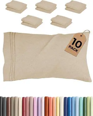 King Pillow Cases Set of 10 - Ultra Soft Hotel Quality Pillowcase Covers - Cozy & Wrinkle Free - Shrink, Stain and Fade Resistant - Machine Washable Pillow Protectors - 10 Piece Set - Heathered Beige King Pillow Cases Set of 10 - Ultra Soft Hotel Quality Pillowcase Covers - Cozy & Wrinkle Free - Shrink, Stain and Fade Resistant - Machine Washable Pillow Protectors - 10 Piece Set - Heathered Beige