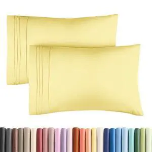 King Standard Pillow Cases Set of 2 - Ultra-Soft Hotel Quality Pillowcase Covers - Comfy, Cozy & Fade Free - Wrinkle Resistant - Machine Washable Pillow Protectors - 2 Piece Set - Yellow King Standard Pillow Cases Set of 2 - Ultra-Soft Hotel Quality Pillowcase Covers - Comfy, Cozy & Fade Free - Wrinkle Resistant - Machine Washable Pillow Protectors - 2 Piece Set - Yellow