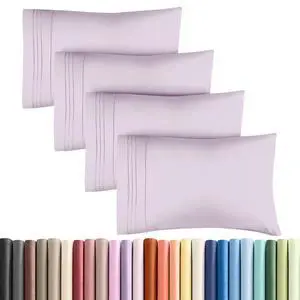 Queen Pillow Cases Set of 4 - Ultra Soft Hotel Quality Pillowcase Covers - Comfy, Cozy & Wrinkle Free - Shrinkage and Fade Resistant - Machine Washable Pillow Protectors - 4 Piece Set - Light Lavender Queen Pillow Cases Set of 4 - Ultra Soft Hotel Quality Pillowcase Covers - Comfy, Cozy & Wrinkle Free - Shrinkage and Fade Resistant - Machine Washable Pillow Protectors - 4 Piece Set - Light Lavender