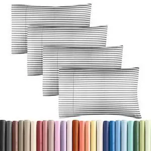King Pillow Cases Set of 4 - Ultra Soft Hotel Quality Pillowcase Covers - Comfy, Cozy & Wrinkle Free - Shrinkage and Fade Resistant - Machine Washable Pillow Protectors - 4 Piece Set - Grey Stripes 2 King Pillow Cases Set of 4 - Ultra Soft Hotel Quality Pillowcase Covers - Comfy, Cozy & Wrinkle Free - Shrinkage and Fade Resistant - Machine Washable Pillow Protectors - 4 Piece Set - Grey Stripes 2