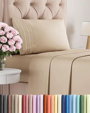 Twin Size 3 Piece Sheet Set - Comfy Breathable & Cooling Sheets - Hotel Luxury Bed Sheets for Women & Men - Deep Pockets, Easy-Fit, Extra Soft and Wrinkle Free Sheets - Cream Oeko-Tex Bed Sheet Set Twin Size 3 Piece Sheet Set - Comfy Breathable & Cooling Sheets - Hotel Luxury Bed Sheets for Women & Men - Deep Pockets, Easy-Fit, Extra Soft and Wrinkle Free Sheets - Cream Oeko-Tex Bed Sheet Set