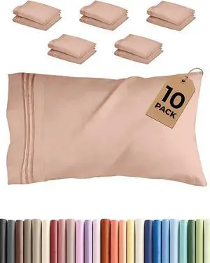 King Standard Pillow Cases Set of 10 - Ultra Soft Hotel Quality Pillowcase Covers - Comfy & Wrinkle Free - Shrink, Stain and Fade Resistant - Machine Washable Pillow Protectors - 10 Piece Set - Mauve King Standard Pillow Cases Set of 10 - Ultra Soft Hotel Quality Pillowcase Covers - Comfy & Wrinkle Free - Shrink, Stain and Fade Resistant - Machine Washable Pillow Protectors - 10 Piece Set - Mauve