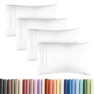 King Standard Pillow Cases Set of 4 - Soft Hotel Quality Pillowcase Covers - Comfy Bedding for Women, Men, Kids & Teens - Machine Washable Pillow Protectors - 4 Piece Set - King Standard Size White King Standard Pillow Cases Set of 4 - Soft Hotel Quality Pillowcase Covers - Comfy Bedding for Women, Men, Kids & Teens - Machine Washable Pillow Protectors - 4 Piece Set - King Standard Size White