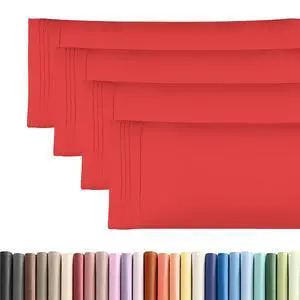 Body Pillowcases Set of 4-20x54 Long Body Pillow Case - Soft Body Pillow Cover for Sleeping & Side Sleepers - Comfy, Cozy Breathable & Fade Free - Machine Washable with Envelope Enclosure - (Red) Body Pillowcases Set of 4-20x54 Long Body Pillow Case - Soft Body Pillow Cover for Sleeping & Side Sleepers - Comfy, Cozy Breathable & Fade Free - Machine Washable with Envelope Enclosure - (Red)