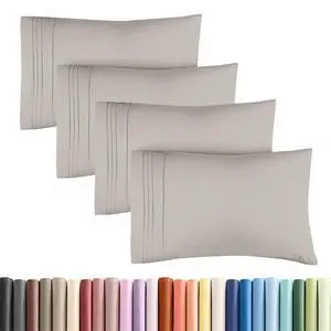 Standard Pillow Cases Set of 4 - Ultra Soft Hotel Quality Pillowcase Covers - Comfy Bedding for Women, Men, Kids & Teens - Machine Washable Pillow Protectors - 4 Piece Set - Standard Size Light Grey Standard Pillow Cases Set of 4 - Ultra Soft Hotel Quality Pillowcase Covers - Comfy Bedding for Women, Men, Kids & Teens - Machine Washable Pillow Protectors - 4 Piece Set - Standard Size Light Grey