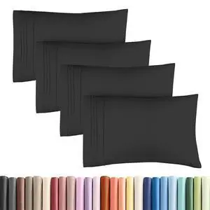 Standard Pillow Cases Set of 4 - Ultra Soft Hotel Quality Pillowcase Covers - Comfy Cozy Bedding for Women, Men, Kids & Teens - Machine Washable Pillow Protectors - 4 Piece Set - Standard Size Black Standard Pillow Cases Set of 4 - Ultra Soft Hotel Quality Pillowcase Covers - Comfy Cozy Bedding for Women, Men, Kids & Teens - Machine Washable Pillow Protectors - 4 Piece Set - Standard Size Black