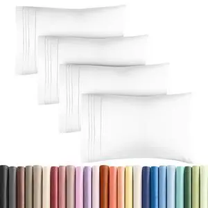 Queen Pillow Cases Set of 4 - Ultra Soft Hotel Quality Pillowcase Covers - Comfy, Cozy & Wrinkle Free - Shrinkage, Stain and Fade Resistant - Machine Washable Pillow Protectors - 4 Piece Set - White Queen Pillow Cases Set of 4 - Ultra Soft Hotel Quality Pillowcase Covers - Comfy, Cozy & Wrinkle Free - Shrinkage, Stain and Fade Resistant - Machine Washable Pillow Protectors - 4 Piece Set - White