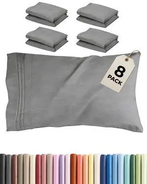 King Pillow Cases Set of 8 - Ultra Soft Hotel Quality Pillowcase Covers - Comfy & Wrinkle Free - Shrink, Stain and Fade Resistant - Machine Washable Pillow Protectors - 8 Piece Set - Heathered Grey King Pillow Cases Set of 8 - Ultra Soft Hotel Quality Pillowcase Covers - Comfy & Wrinkle Free - Shrink, Stain and Fade Resistant - Machine Washable Pillow Protectors - 8 Piece Set - Heathered Grey