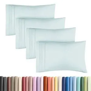 Standard Pillow Cases Set of 4 - Ultra Soft Hotel Quality Pillowcase Covers - Comfy Bedding for Women, Men, Kids & Teens - Machine Washable Pillow Protectors - 4 Piece Set - Standard Size Sky Blue Standard Pillow Cases Set of 4 - Ultra Soft Hotel Quality Pillowcase Covers - Comfy Bedding for Women, Men, Kids & Teens - Machine Washable Pillow Protectors - 4 Piece Set - Standard Size Sky Blue