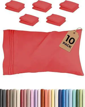 Queen Pillow Cases Set of 10 - Ultra Soft Hotel Quality Pillowcase Covers - Cozy & Wrinkle Free - Shrink, Stain and Fade Resistant - Easy-Care, Machine Washable Pillow Protectors - 10 Piece Set - Red Queen Pillow Cases Set of 10 - Ultra Soft Hotel Quality Pillowcase Covers - Cozy & Wrinkle Free - Shrink, Stain and Fade Resistant - Easy-Care, Machine Washable Pillow Protectors - 10 Piece Set - Red