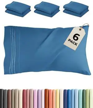 King Pillow Cases Set of 6 - Ultra Soft Hotel Quality Pillowcase Covers - Comfy & Wrinkle Free - Shrink, Stain and Fade Resistant - Soft, Machine Washable Pillow Protectors - 6 Piece Set - Denim Blue King Pillow Cases Set of 6 - Ultra Soft Hotel Quality Pillowcase Covers - Comfy & Wrinkle Free - Shrink, Stain and Fade Resistant - Soft, Machine Washable Pillow Protectors - 6 Piece Set - Denim Blue