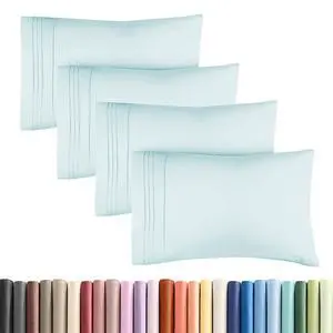 Standard Pillow Cases Set of 4 - Ultra Soft Hotel Quality Pillowcase Covers - Comfy Bedding for Women, Men, Kids & Teens - Machine Washable Pillow Protectors - 4 Piece Set - Standard Size Ice Blue Standard Pillow Cases Set of 4 - Ultra Soft Hotel Quality Pillowcase Covers - Comfy Bedding for Women, Men, Kids & Teens - Machine Washable Pillow Protectors - 4 Piece Set - Standard Size Ice Blue