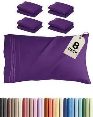 King Standard Pillow Cases Set of 8 - Ultra Soft Hotel Quality Pillowcase Covers - Comfy & Wrinkle Free - Stain & Fade Resistant - Easy-Care, Machine Washable Pillow Protectors - 8 Piece Set - Purple King Standard Pillow Cases Set of 8 - Ultra Soft Hotel Quality Pillowcase Covers - Comfy & Wrinkle Free - Stain & Fade Resistant - Easy-Care, Machine Washable Pillow Protectors - 8 Piece Set - Purple