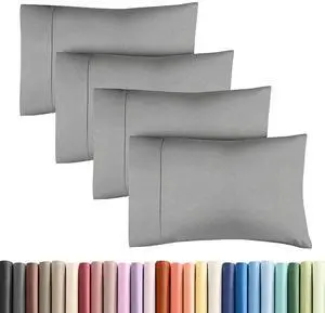 Standard Pillow Cases Set of 4 - Soft Hotel Quality Pillowcase Covers - Comfy Bedding for Women, Men, Kids & Teens - Machine Washable Pillow Protectors - 4 Piece Set - Standard Size Heathered Grey Standard Pillow Cases Set of 4 - Soft Hotel Quality Pillowcase Covers - Comfy Bedding for Women, Men, Kids & Teens - Machine Washable Pillow Protectors - 4 Piece Set - Standard Size Heathered Grey