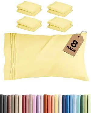 King Pillow Cases Set of 8 - Ultra Soft Hotel Quality Pillowcase Covers - Cozy & Wrinkle Free - Shrink, Stain and Fade Resistant - Easy-Care, Machine Washable Pillow Protectors - 8 Piece Set - Yellow King Pillow Cases Set of 8 - Ultra Soft Hotel Quality Pillowcase Covers - Cozy & Wrinkle Free - Shrink, Stain and Fade Resistant - Easy-Care, Machine Washable Pillow Protectors - 8 Piece Set - Yellow