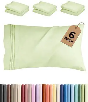 King Pillow Cases Set of 6 - Ultra Soft Hotel Quality Pillowcase Covers - Comfy & Wrinkle Free - Shrink, Stain and Fade Resistant - Machine Washable Pillow Protectors - 6 Piece Set - Light Sage Green King Pillow Cases Set of 6 - Ultra Soft Hotel Quality Pillowcase Covers - Comfy & Wrinkle Free - Shrink, Stain and Fade Resistant - Machine Washable Pillow Protectors - 6 Piece Set - Light Sage Green