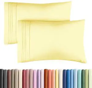 King Pillow Cases Set of 2 - Ultra Soft Hotel Quality Pillowcase Covers - Comfy, Cozy & Wrinkle Free - Shrinkage, Stain and Fade Resistant - Machine Washable Pillow Protectors - 2 Piece Set - Yellow King Pillow Cases Set of 2 - Ultra Soft Hotel Quality Pillowcase Covers - Comfy, Cozy & Wrinkle Free - Shrinkage, Stain and Fade Resistant - Machine Washable Pillow Protectors - 2 Piece Set - Yellow