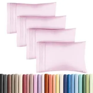 King Pillow Cases Set of 4 - Ultra Soft Hotel Quality Pillowcase Covers - Comfy, Cozy & Wrinkle Free - Shrinkage, Stain & Fade Resistant - Machine Washable Pillow Protectors - 4 Piece Set - Light Pink King Pillow Cases Set of 4 - Ultra Soft Hotel Quality Pillowcase Covers - Comfy, Cozy & Wrinkle Free - Shrinkage, Stain & Fade Resistant - Machine Washable Pillow Protectors - 4 Piece Set - Light Pink