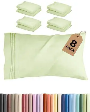 Queen Pillow Cases Set of 8 - Ultra Soft Hotel Quality Pillowcase Covers - Cozy & Wrinkle Free - Shrink, Stain and Fade Resistant - Machine Washable Pillow Protectors - 8 Piece Set - Light Sage Green Queen Pillow Cases Set of 8 - Ultra Soft Hotel Quality Pillowcase Covers - Cozy & Wrinkle Free - Shrink, Stain and Fade Resistant - Machine Washable Pillow Protectors - 8 Piece Set - Light Sage Green