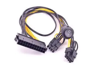 24 Pin to Dual 6+2 Pin 8 Pin with On Off Switch cable ATX 24Pin Female to PCIe Graphics Card 6Pin 8pin Power Supply Cable 24 Pin to Dual 6+2 Pin 8 Pin with On Off Switch cable ATX 24Pin Female to PCIe Graphics Card 6Pin 8pin Power Supply Cable
