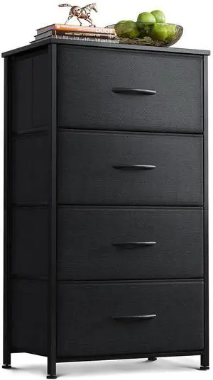 AODK Dresser for Bedroom with 4 Storage Drawers, Small Dressers Chest of Drawers Fabric Dresser with Sturdy Steel Frame, Black AODK Dresser for Bedroom with 4 Storage Drawers, Small Dressers Chest of Drawers Fabric Dresser with Sturdy Steel Frame, Black