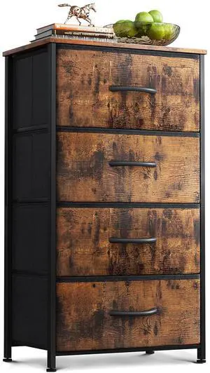 AODK Dresser for Bedroom with 4 Storage Drawers, Small Dressers Chest of Drawers Fabric Dressers with Sturdy Steel Frame, Dresser for Closet with Wood Top, Vintage AODK Dresser for Bedroom with 4 Storage Drawers, Small Dressers Chest of Drawers Fabric Dressers with Sturdy Steel Frame, Dresser for Closet with Wood Top, Vintage