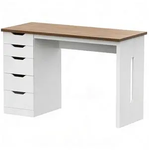 AODK 48 Inch Computer Desk with 5 Drawers, Small Space Home Office Desk with Storage, Writing Study Table for Bedroom, Work from Home Desk, Deep Walnut & White AODK 48 Inch Computer Desk with 5 Drawers, Small Space Home Office Desk with Storage, Writing Study Table for Bedroom, Work from Home Desk, Deep Walnut & White