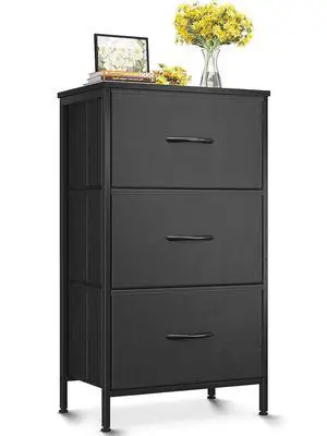 AODK Dresser for Bedroom Nightstand Small Dressers Chest of Drawers End Table for Living Room, Closet Dresser with 3 Storage Drawers Organizer Clothes, Black AODK Dresser for Bedroom Nightstand Small Dressers Chest of Drawers End Table for Living Room, Closet Dresser with 3 Storage Drawers Organizer Clothes, Black