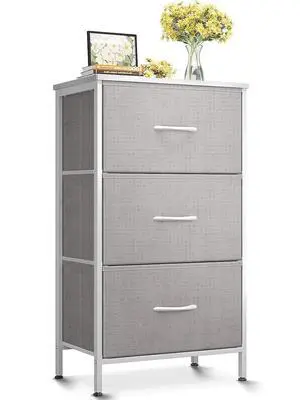AODK Dresser for Bedroom Nightstand Small Chest of Drawers End Table for Living Room, Closet with 3 Storage Drawers Organizer Clothes, Light Grey AODK Dresser for Bedroom Nightstand Small Chest of Drawers End Table for Living Room, Closet with 3 Storage Drawers Organizer Clothes, Light Grey
