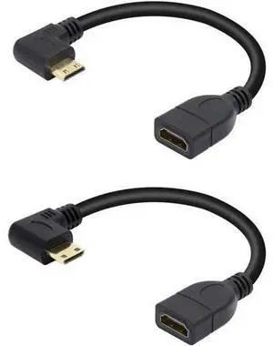 2 Pack 15CM 90 Degree Mini HDMI to HDMI 2.1 Cable, Left & Right Angled Swivel Connectors, Gold-Plated, Supports 8K@60Hz UHD 2 Pack 15CM 90 Degree Mini HDMI to HDMI 2.1 Cable, Left & Right Angled Swivel Connectors, Gold-Plated, Supports 8K@60Hz UHD
