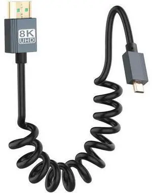 3FT/0.9M Coiled Micro HDMI to HDMI 2.1 Cable, 48Gbps High Speed Support 8K, 4K, 3D & Dynamic HDR for Camera, Laptop, Monitor 3FT/0.9M Coiled Micro HDMI to HDMI 2.1 Cable, 48Gbps High Speed Support 8K, 4K, 3D & Dynamic HDR for Camera, Laptop, Monitor