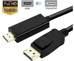 6FT DP to HDMI Male to Male Cable, Gold-Plated, Supports 1080P Video & Audio 6FT DP to HDMI Male to Male Cable, Gold-Plated, Supports 1080P Video & Audio