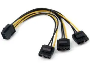 2PCS PCIe 6Pin Female to 3 Molex IDE 4Pin Female Power Cable for Graphics Card 2PCS PCIe 6Pin Female to 3 Molex IDE 4Pin Female Power Cable for Graphics Card