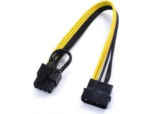 20cm 18AWG 4-Pin Molex to PCIe 8-Pin (6+2 Detachable) GPU Power Adapter Cable 20cm 18AWG 4-Pin Molex to PCIe 8-Pin (6+2 Detachable) GPU Power Adapter Cable