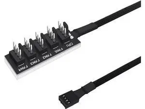 1 to 5 Way 4-Pin PWM Fan Hub Splitter Cable, Compatible with 3/4 Pin PC Case & CPU Cooling Fans 1 to 5 Way 4-Pin PWM Fan Hub Splitter Cable, Compatible with 3/4 Pin PC Case & CPU Cooling Fans