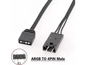 5V 3-Pin ARGB to 4-Pin RGB Male Adapter Cable Type B Compatible with Corsair HD LL120 LL140 QL Series Fans, 0.8 Feet Female to Male LED Converter Cord 5V 3-Pin ARGB to 4-Pin RGB Male Adapter Cable Type B Compatible with Corsair HD LL120 LL140 QL Series Fans, 0.8 Feet Female to Male LED Converter Cord