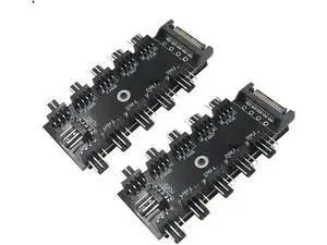 2 Pack 10-Port 4-Pin PWM Fan Hub, SATA Powered Fan Splitter Adapter, Supports 3Pin/4Pin PC Case & CPU Fans with PWM Speed Regulation 2 Pack 10-Port 4-Pin PWM Fan Hub, SATA Powered Fan Splitter Adapter, Supports 3Pin/4Pin PC Case & CPU Fans with PWM Speed Regulation