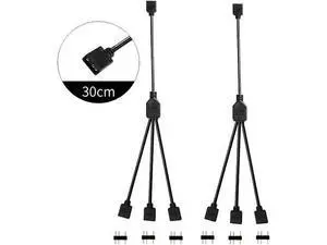 2 Pack 1 Foot 5V 3-Pin RGB Splitter Cable, 1 Female to 3 Female RBW LED Strip Extension Cord, 3-Port AURA RGB Lighting Hub with Gender Changer Adapter 2 Pack 1 Foot 5V 3-Pin RGB Splitter Cable, 1 Female to 3 Female RBW LED Strip Extension Cord, 3-Port AURA RGB Lighting Hub with Gender Changer Adapter