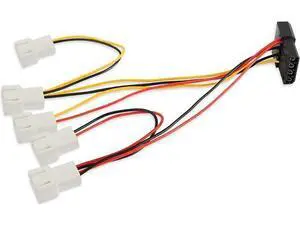 4-Pin Molex Pass-Through to 5 x 3-Pin PC Fan Splitter Cable, Supports 12V/7V/5V Voltage Regulation for Case & CPU Cooling Fans 4-Pin Molex Pass-Through to 5 x 3-Pin PC Fan Splitter Cable, Supports 12V/7V/5V Voltage Regulation for Case & CPU Cooling Fans