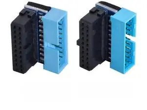 2 Pack 90 Degree Angled USB 3.0 19/20Pin Internal Header Male to Female Adapter, Motherboard Front Panel Gender Changer 2 Pack 90 Degree Angled USB 3.0 19/20Pin Internal Header Male to Female Adapter, Motherboard Front Panel Gender Changer