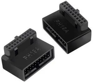 2-Pack Overmolded 90-Degree Angled USB 3.0 19/20Pin Male to Female Motherboard Internal Header Adapter, Front Panel Gender Changer 2-Pack Overmolded 90-Degree Angled USB 3.0 19/20Pin Male to Female Motherboard Internal Header Adapter, Front Panel Gender Changer