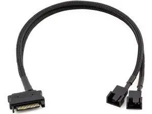 10 Inch Black Sleeved 15Pin SATA to Dual 3Pin/4Pin PWM Fan Y Splitter Cable, SATA Power to 2 PC Case Cooling Fans Adapter Cord 10 Inch Black Sleeved 15Pin SATA to Dual 3Pin/4Pin PWM Fan Y Splitter Cable, SATA Power to 2 PC Case Cooling Fans Adapter Cord