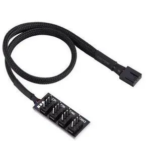 1-to-4 PWM Fan Hub Splitter Cable, Sleeved Adapter for 3Pin & 4Pin PC CPU Chassis Cooling Fans 1-to-4 PWM Fan Hub Splitter Cable, Sleeved Adapter for 3Pin & 4Pin PC CPU Chassis Cooling Fans