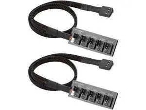 2 Pack 1 to 5 Way 4Pin PWM Fan Splitter Cable, Extension Cord for 3Pin/4Pin PC CPU & Case Cooling Fans 2 Pack 1 to 5 Way 4Pin PWM Fan Splitter Cable, Extension Cord for 3Pin/4Pin PC CPU & Case Cooling Fans