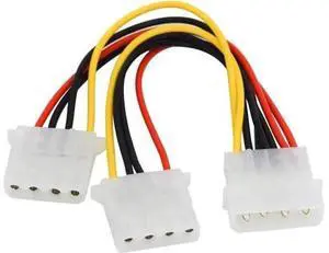 18AWG 8 Inch Molex 4Pin LP4 Male to 2 Female Power Splitter Cable 18AWG 8 Inch Molex 4Pin LP4 Male to 2 Female Power Splitter Cable
