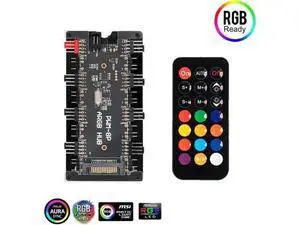 8-Port 2-in-1 PWM & ARGB Controller Hub, 12V 4Pin Fan + 5V 3Pin AURA RGB Hub with IR Remote, PMMA Case & Magnetic Standoff 8-Port 2-in-1 PWM & ARGB Controller Hub, 12V 4Pin Fan + 5V 3Pin AURA RGB Hub with IR Remote, PMMA Case & Magnetic Standoff