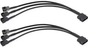 2 Pack 10 Inch Molex to Triple 3Pin/4Pin PC Case Fan Splitter Power Adapter Cable 2 Pack 10 Inch Molex to Triple 3Pin/4Pin PC Case Fan Splitter Power Adapter Cable