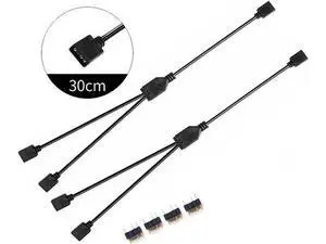 2 Pack 1Ft 5V 3-Pin RGB Splitter Cable, 1 Female to 2 Female RBW LED Strip Extension Cord, 2-Port AURA RGB Lighting Hub with Gender Changer Adapter 2 Pack 1Ft 5V 3-Pin RGB Splitter Cable, 1 Female to 2 Female RBW LED Strip Extension Cord, 2-Port AURA RGB Lighting Hub with Gender Changer Adapter